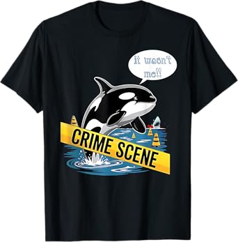Funny Shark Crime Scene Orca Killer Whale Kawaii Sea Panda T-Shirt