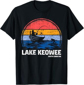 Vintage Retro South Carolina Keowee Lake Summer Fishing Men Women Kids T-Shirt