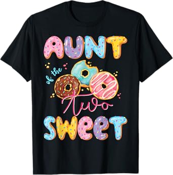 Aunt Of The Two Sweet Donut Matching 2Nd Birthday Girl T-Shirt