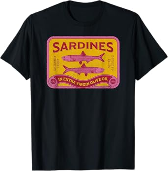 Vintage Sardines Tinned Fish Ocean retro men women T-Shirt