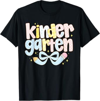 Preppy Bow Kindergarten Teacher Team Back to School Girls T-Shirt
