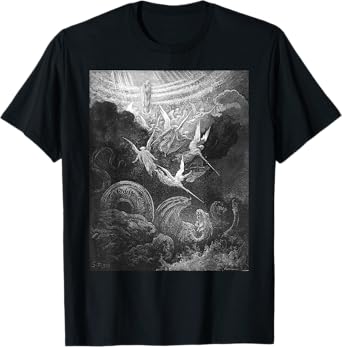 Gustave Dore Archangel Michael and Angels Fighting Dragon T-Shirt