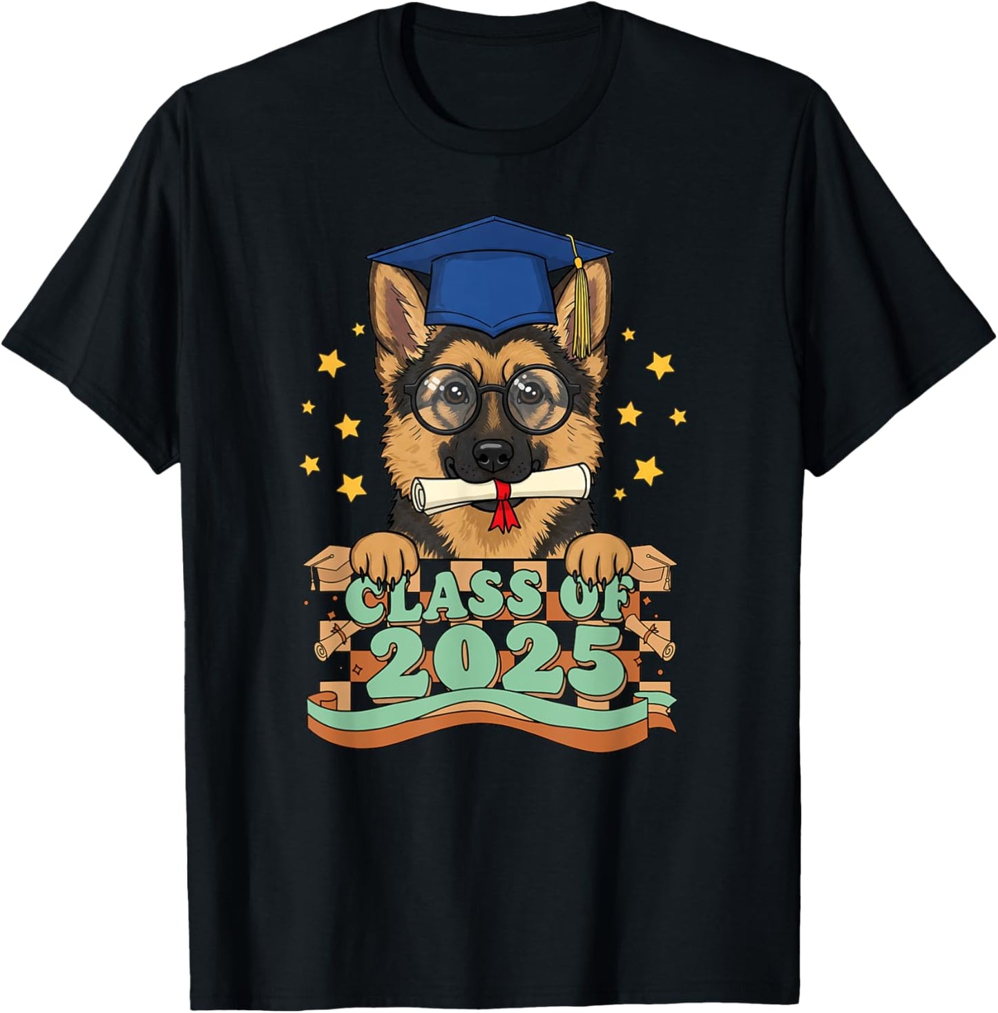 Graduate German Shepherd Dog Class Of 2025 Kids Mens Womens T-Shirt