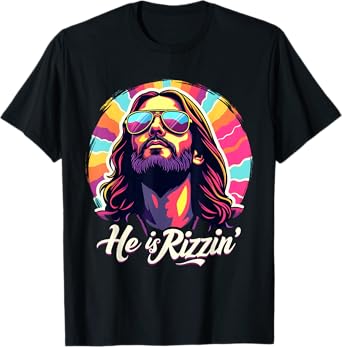 Retro Vintage Jesus Christian He Is Rizzin' Jesus Is Rizzen T-Shirt