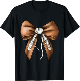 Football Coquette Bow Cute Football Game Day T-Shirt