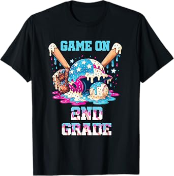Back To School Game On Second Grade Baseball First Day Boys T-Shirt