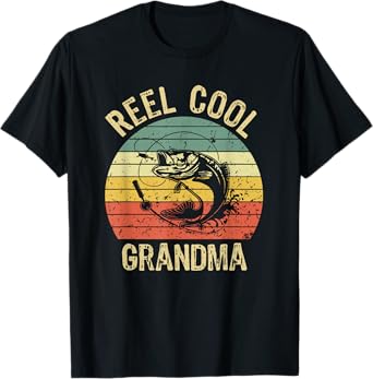 Reel Cool Grandma Fishing Gifts Women Fishing Lovers Retro T-Shirt