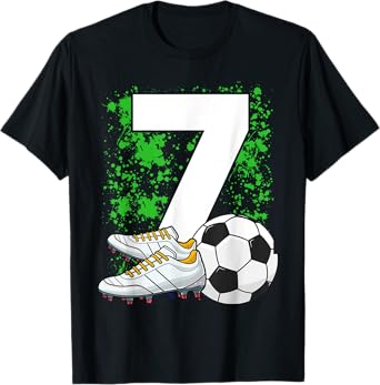 7th Birthday Boys 7 Years Soccer Football Player Birthday T-Shirt