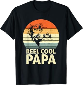 Mens Reel Cool Papa Fishing Daddy Father's Day Papa Fisherman T-Shirt