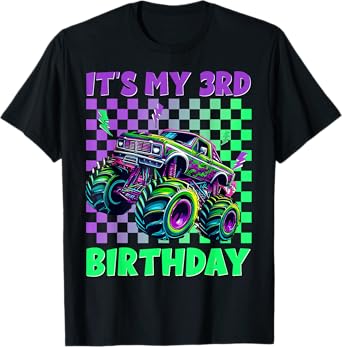 Funny It's My 3rd Birthday Boy Monster Truck 3 Year Old Kids T-Shirt