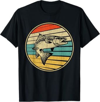 Salmon Fishing Fish Vintage Retro 70s 80s Fisherman Funny T-Shirt