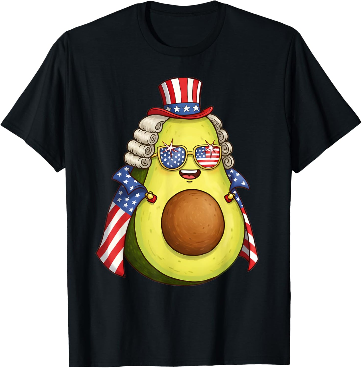 Cute Avocado American Flag Cape 4th Of July America Usa Tees T-shirt