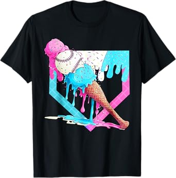 Baseball Drip For Boys Ice Cream Drip Youth Boys Baseball T-Shirt