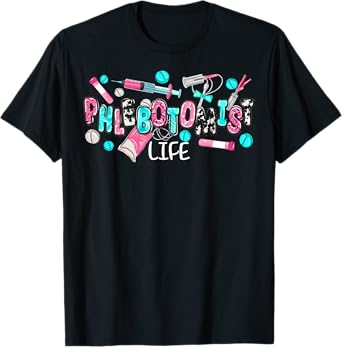 Phlebotomist Life Leopard Coquette Phlebotomy Women Nurse T-Shirt