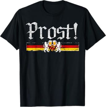 Vintage Oktoberfest Men Women German Flag Prost Drinking T-Shirt