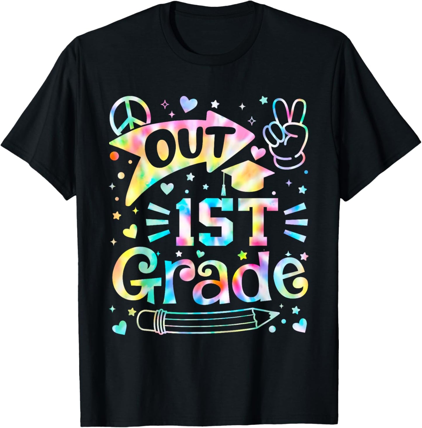 Peace Out 1st Grade Graduation Tie Dye Class Of 2025 T-Shirt