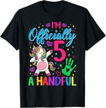 I'm Officially a Handful Birthday 5th Unicorn for girls T-Shirt