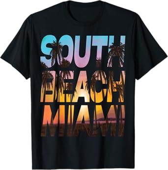 South Beach Miami Sunset - I Love Miami Beach Souvenir T-Shirt