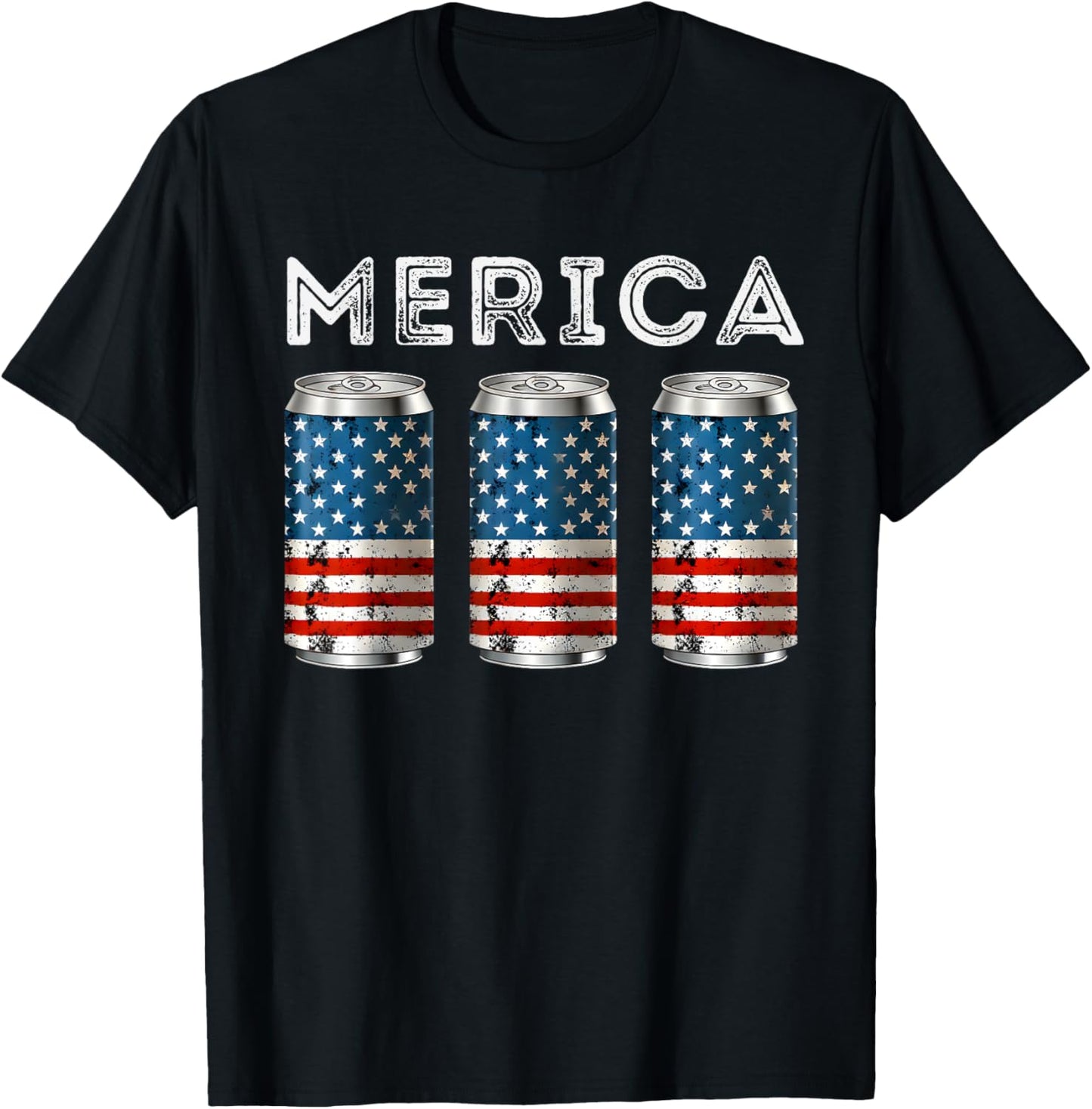 Funny 4th of July-Beer Loving Dad Drinking Men USA Flag T-Shirt