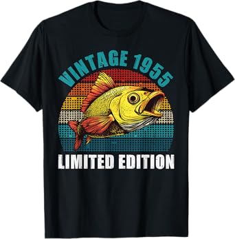 70 Years Old Vintage 1955 Fishing Fisherman 70th Birthday T-Shirt