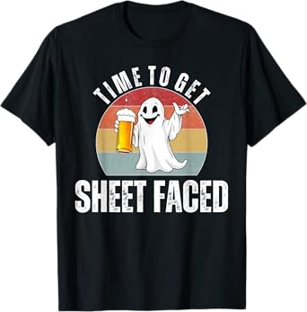 Time to Get Sheet Faced Funny Ghost Halloween Beer Party T-Shirt