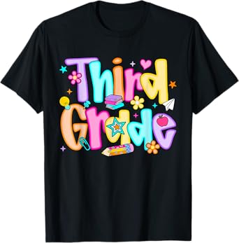 Preppy Third Grade Back To School 3rd Grade Teacher Girl Boy T-Shirt