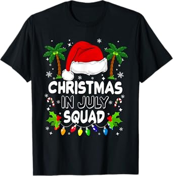 Funny Vacation Christmas In July Squad Xmas Santa Summer T-Shirt