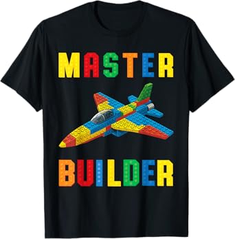 Funny Family Master Builder Building Bricks Blocks Kids Boys T-Shirt