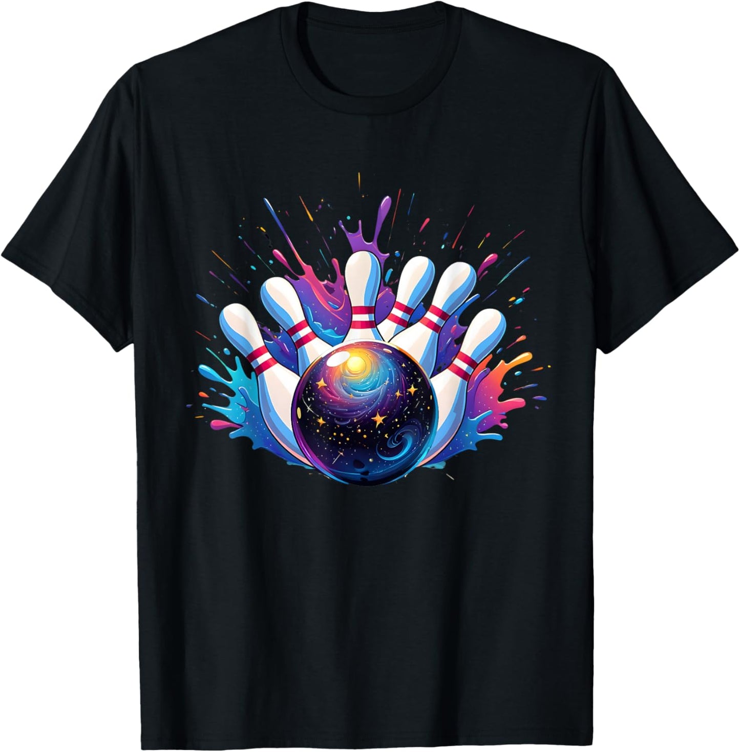 Bowling Game Day Colorful Bowling Paint Splatter Splash T-Shirt