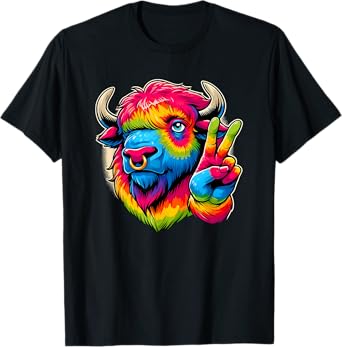 Peace Sign Tie Dye Bison T-Shirt