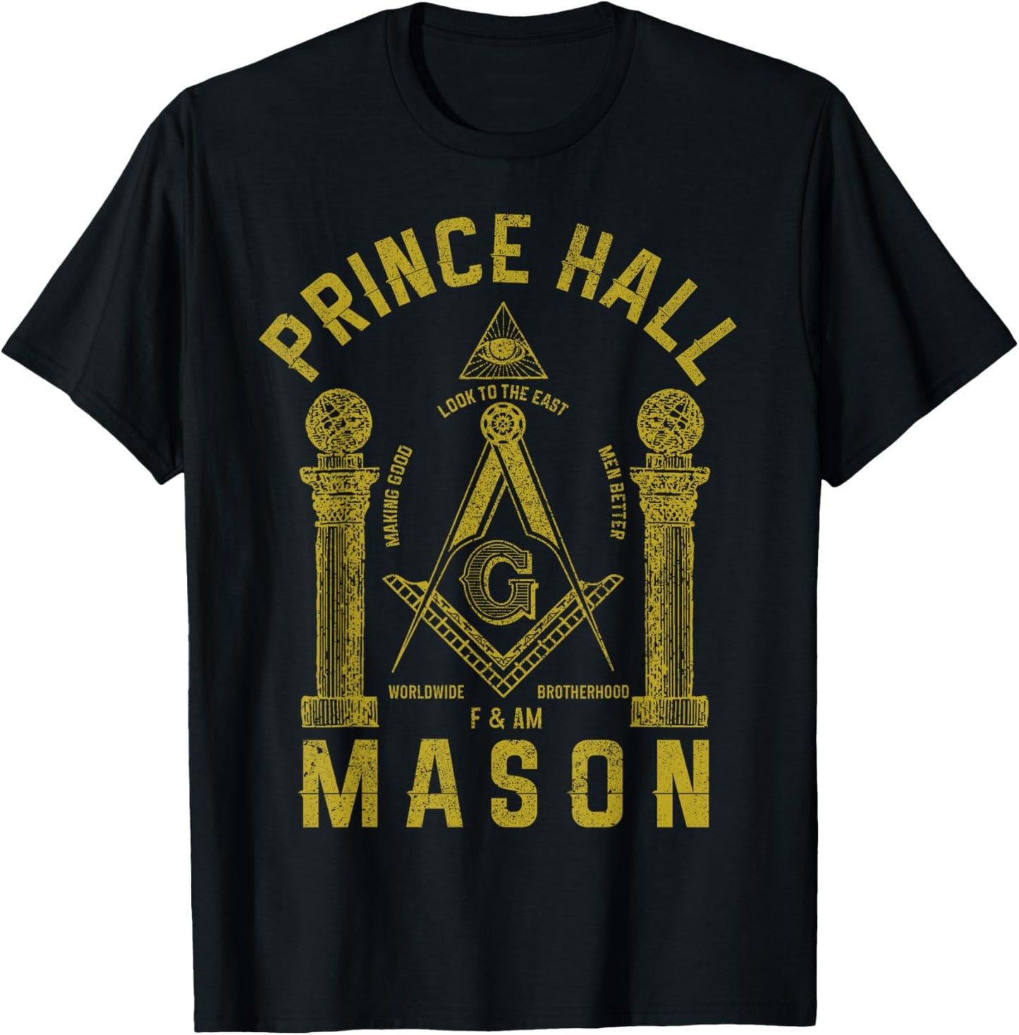 Prince Hall Mason Masonic Square & Compass Freemason Shriner T-Shirt