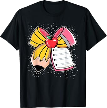 Student Teacher Coquette Bow Pencil Back To School First Day T-Shirt