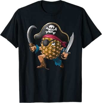 Pineapple Pirate Halloween Mens Womens Kids Pirate Funny T-Shirt
