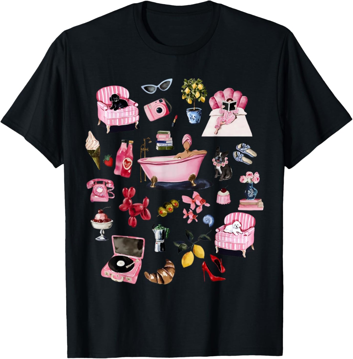 Amalfi Coast Italian Lemons Italian Town Watercolor Vibes T-Shirt