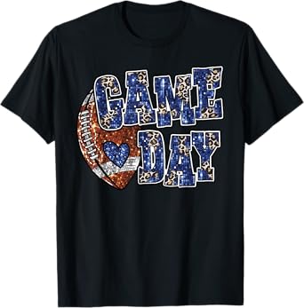 Game Day Leopard Football Bling Bling Football Lover T-Shirt