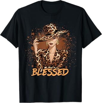 Blessed Black Cowgirl Western Swag African Leopard Christian T-Shirt