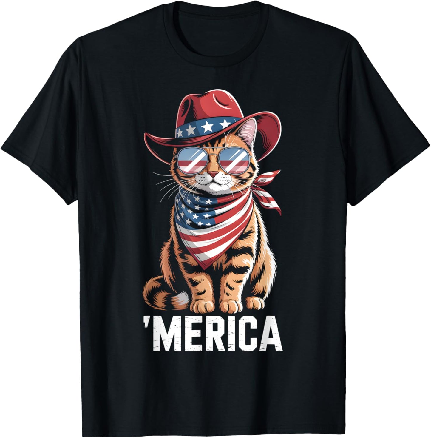 Usa 'merica Cat 4th Of July Men Women Kids Funny Patriotic T-shirt