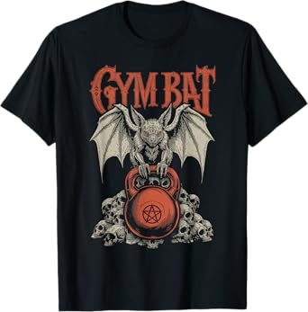 Goth Gym Bat Gothlete Funny Gothic Fitness Occult Kettlebell T-Shirt
