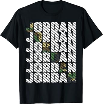 Diagonal Jordan Camo Pattern Green Camouflage T-Shirt