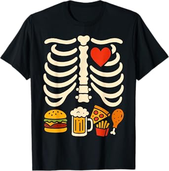 Beer Belly & Baby Skeleton Pregnancy Couples Halloween Dad T-Shirt