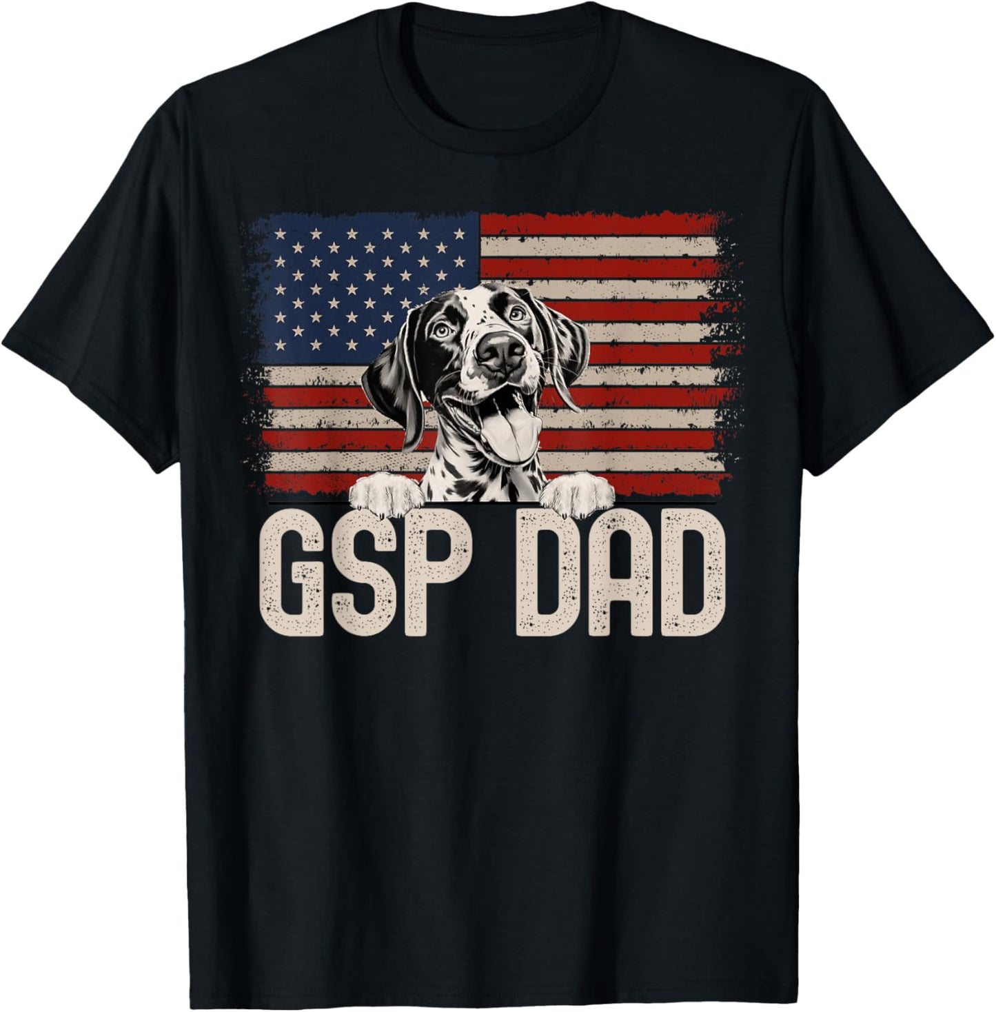 Best Dog Dad Ever American Flag - GSP Dad T-Shirt