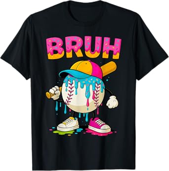 Baseball drip Shirt Bruh Baseball Drip Ice Cream Boys T-Shirt