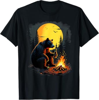Grizzly Bear Drinking Beer Hiking Camping T-Shirt