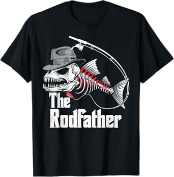 The Rodfather Fishing Dad Fish Skeleton Fisher Daddy Angler T-Shirt