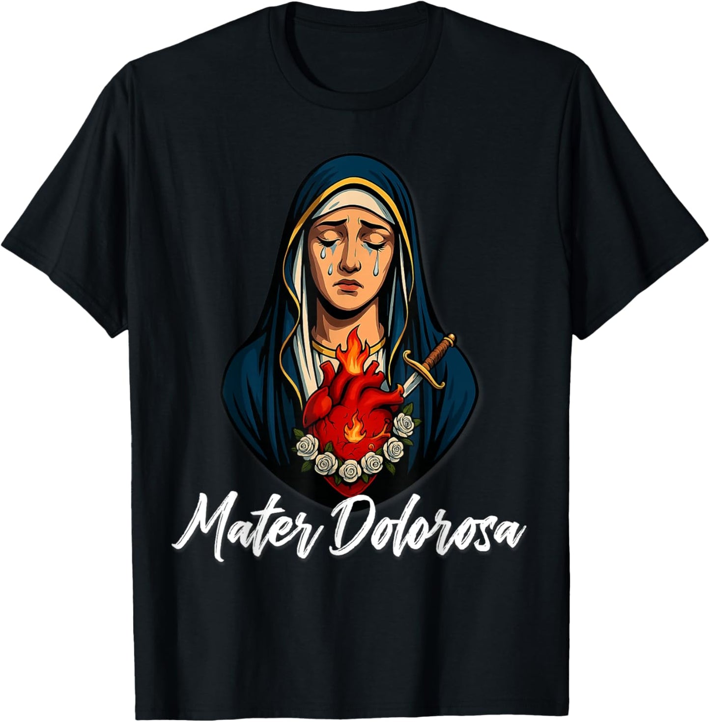 Our Lady Seven Sorrows Immaculate Heart Latin Design T-Shirt