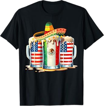 Cinco de Mayo Beer Mexican USA Flag Drinking Party Men Women T-Shirt