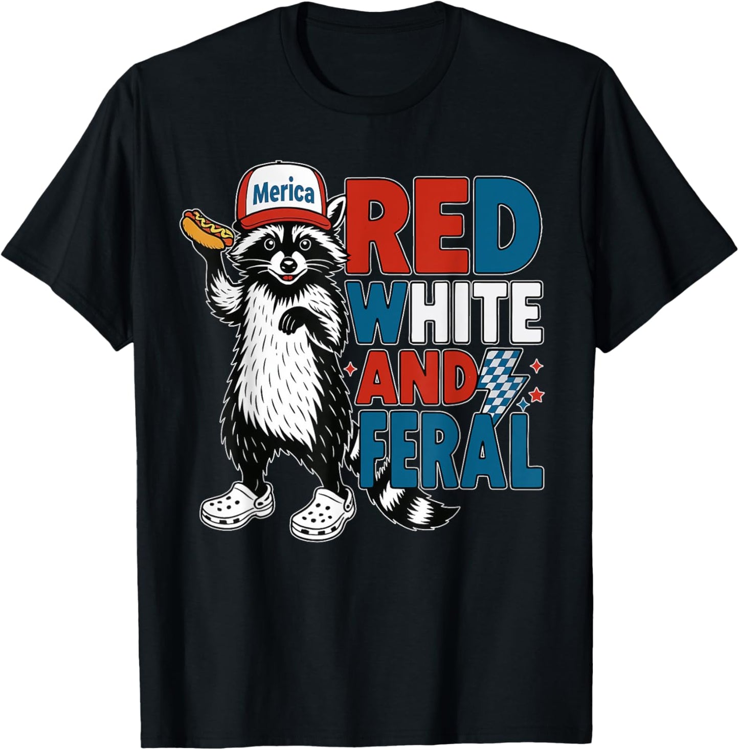 Raccoon 4th Of July Patriotic Cute Red White And Feral T-Shirt