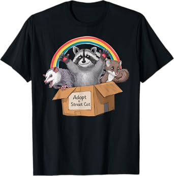 Adopt A Street Cat Opossum Raccoon Skunk Gifts Men Women Kid T-Shirt