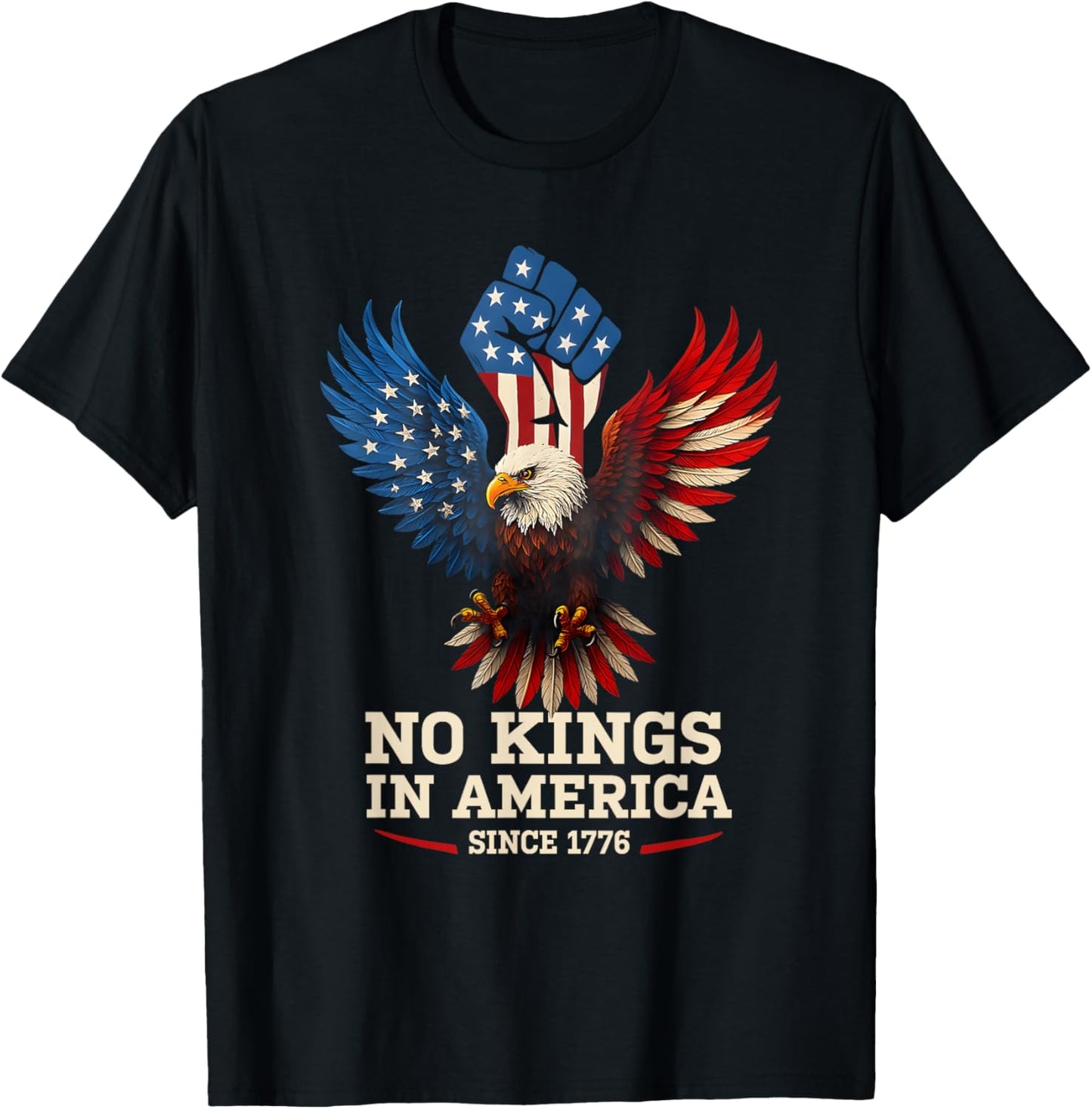 No Kings In America Since 1776 America Flag T-Shirt