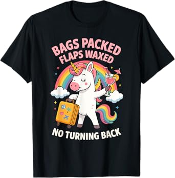 Bags Packed Flaps Waxed Unicorn for Girls Trips Vacation T-Shirt